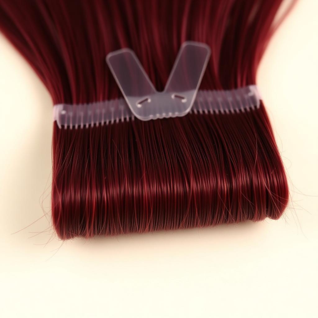 Burgundy #99J Tape-In Extensions view 2