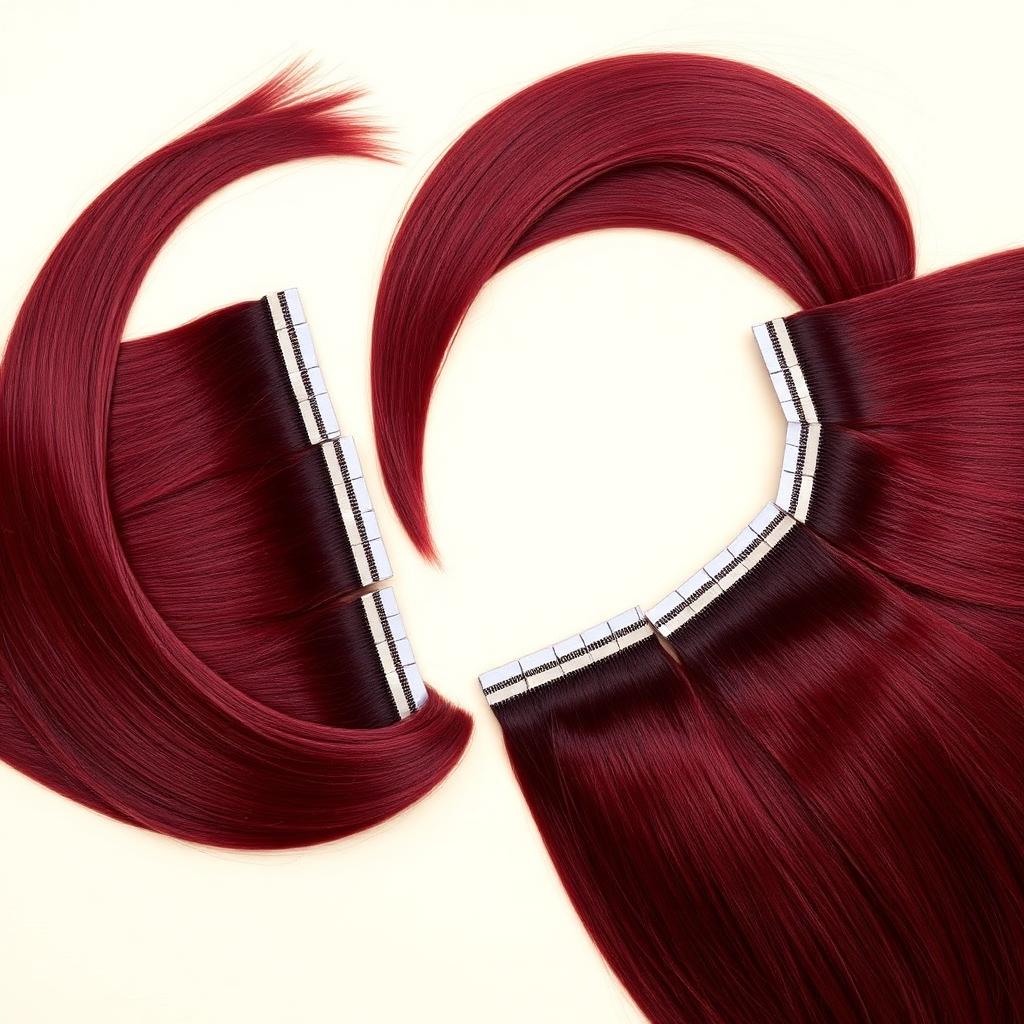 Burgundy #99J Tape-In Extensions view 3