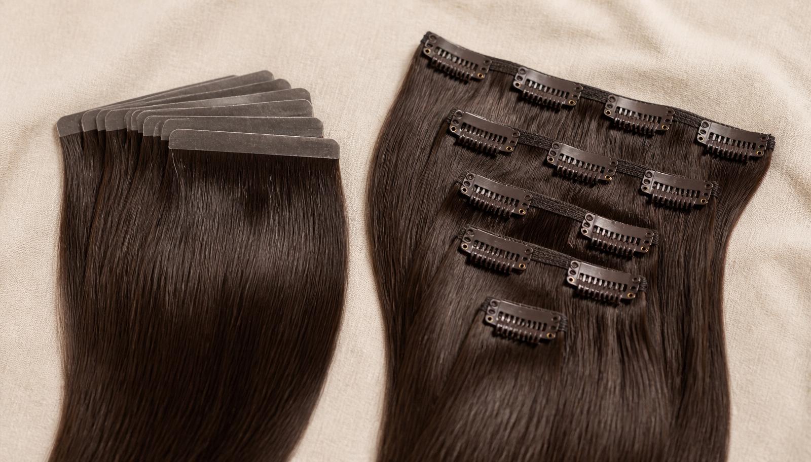 Tape-in vs Clip-in Hair Extensions — Which is Better for You? — Buying Guide · Suvita Hair